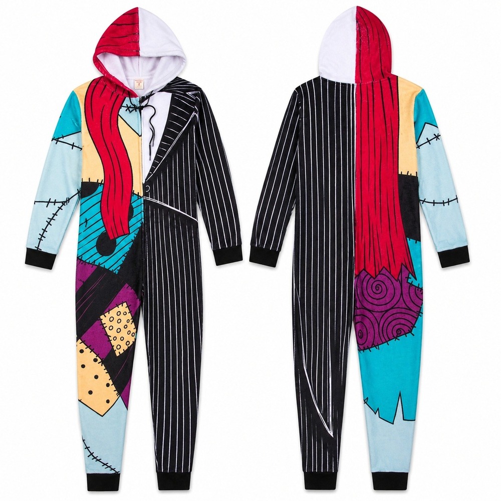 Munki Munki Disney Nightmare Before Christmas Jack Sally Hooded Pajamas Large